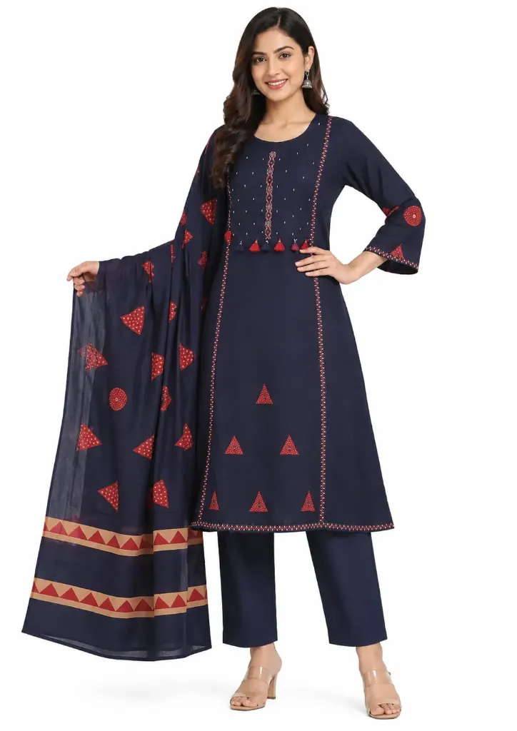 Embroidered A-Line Kurta Set