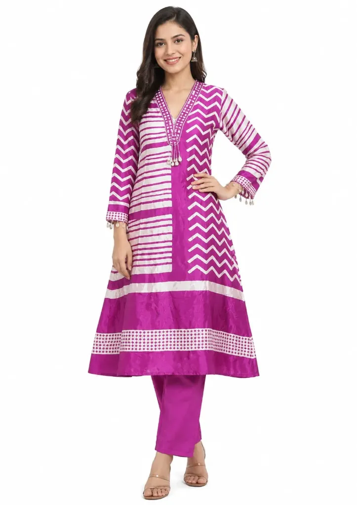 [P38] Royal Fuchsia Printed Kurta Set