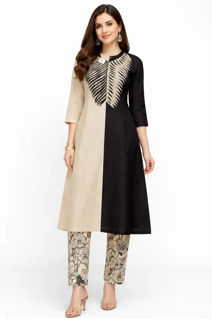 [C03] Kurti Pant Black & Beige (40)