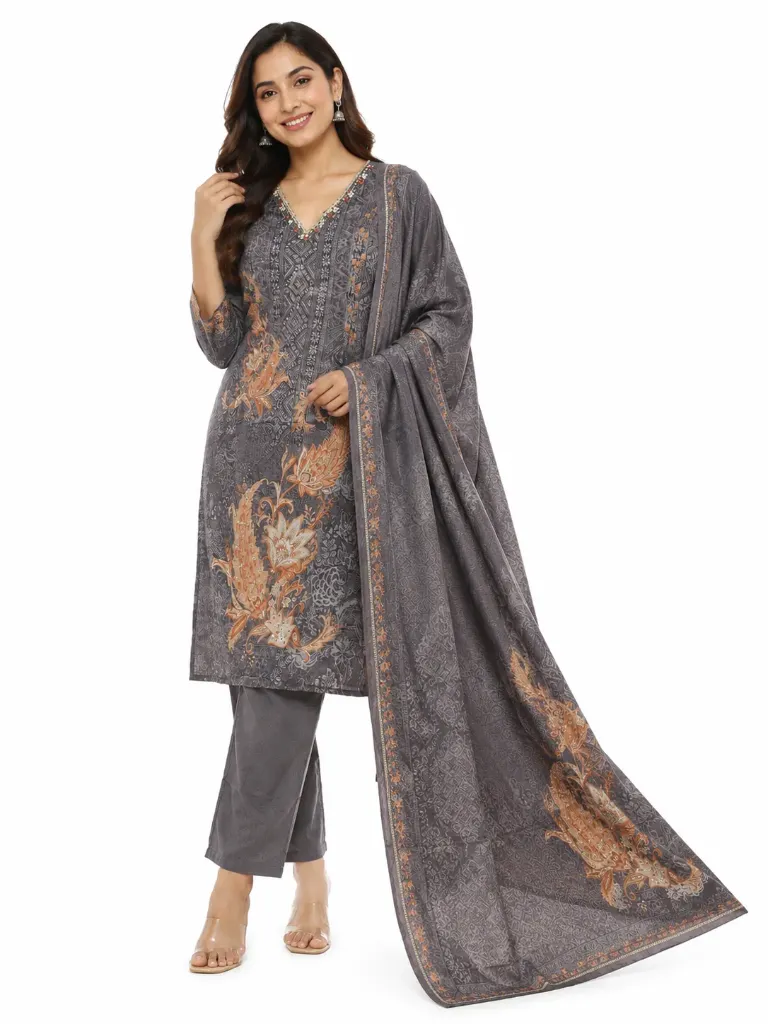 Elegant Ash Kurti Set