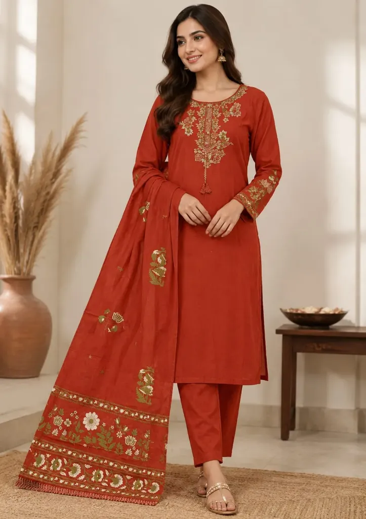 Classic Rust Embroidered Suit