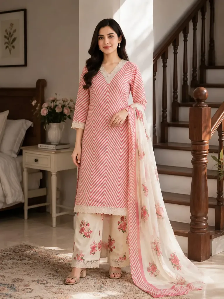 [LP40] Rosy Chevron Grace Suit (40)