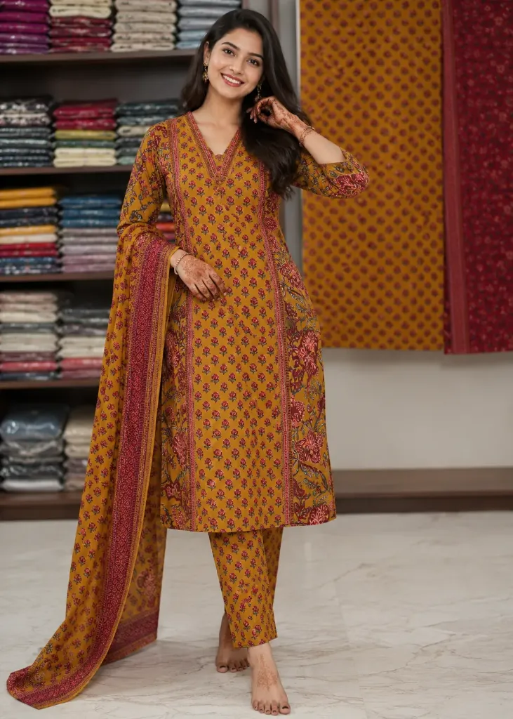 [DY48] Mustard Bloom Cotton Suit Set (48)