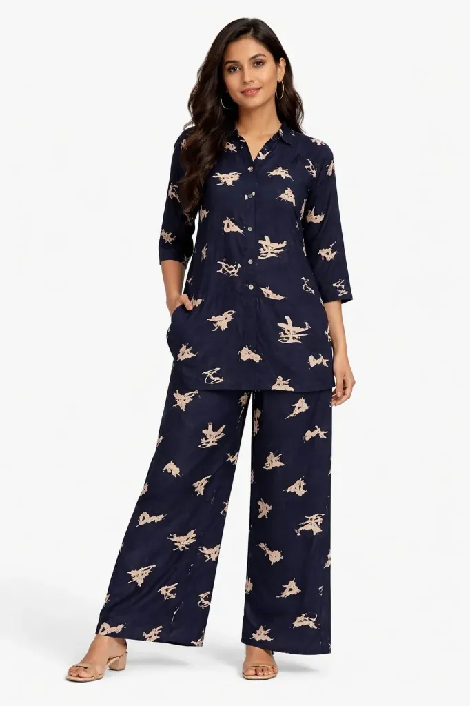 Printed Blue Cord Set