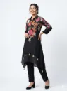 Black Asymmetric Floral Co-ord Set