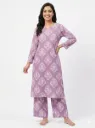 Lavender Cotton Ethnic Motif Print Kurta Set